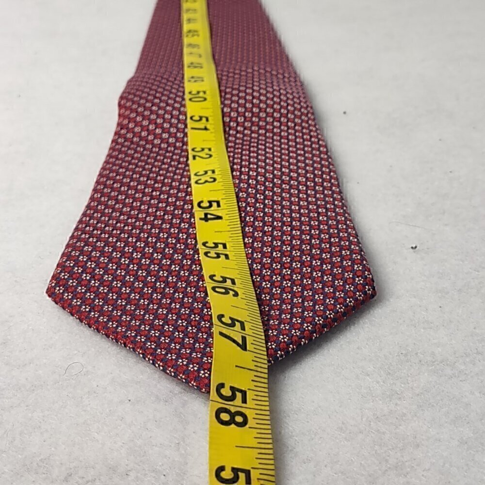 Club Room by Charter Club Burgundy,  White, Blue 100% U.S.A Made Silk Necktie - Picture 5 of 8